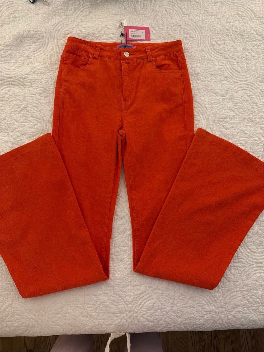 Edikted Orange Wide-Leg Corduroy Pants